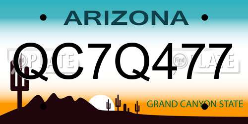 QC7Q477 Arizona License Plate