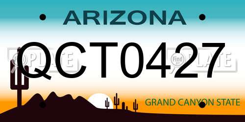 QCT0427 Arizona License Plate
