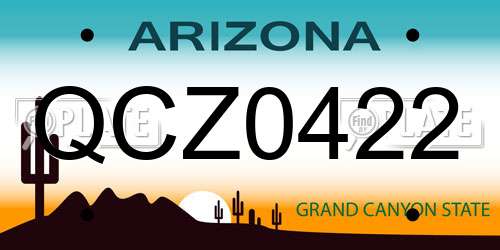 QCZ0422 Arizona License Plate