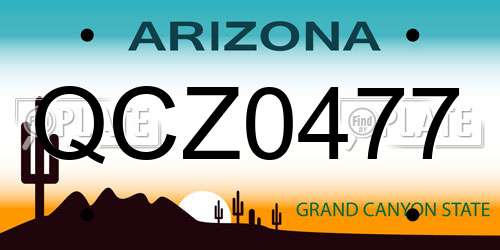 QCZ0477 Arizona License Plate
