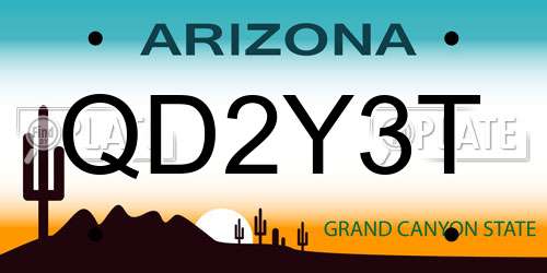QD2Y3T Arizona License Plate