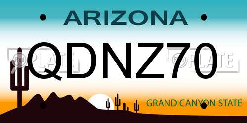 QDNZ70 Arizona License Plate