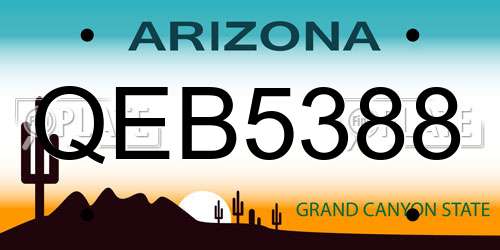 QEB5388 Arizona License Plate