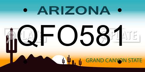 QFO581 Arizona License Plate