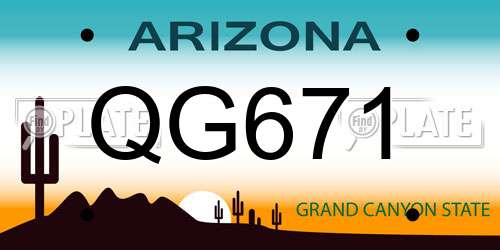 QG671 Arizona License Plate