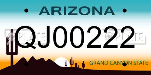 QJ00222 Arizona License Plate