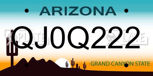 QJ0Q222 Arizona License Plate
