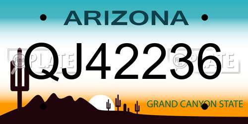 QJ42236 Arizona License Plate