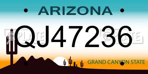 QJ47236 Arizona License Plate