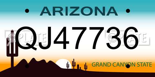 QJ47736 Arizona License Plate