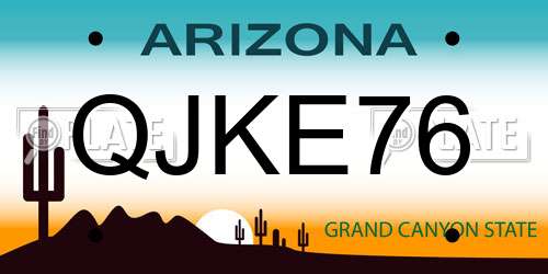 QJKE76 Arizona License Plate