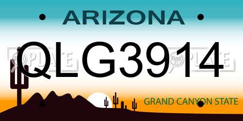 QLG3914 Arizona License Plate