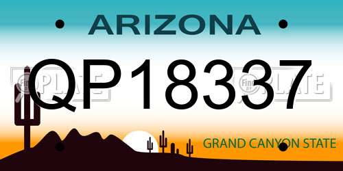 QP18337 Arizona License Plate