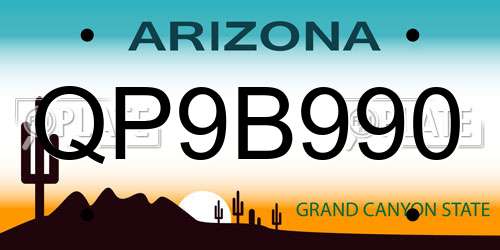 QP9B990 Arizona License Plate