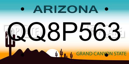 QQ8P563 Arizona License Plate