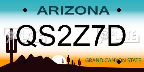QS2Z7D Arizona License Plate