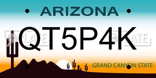 QT5P4K Arizona License Plate