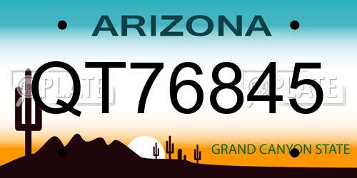 QT76845 Arizona License Plate