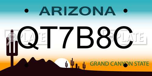 QT7B8C Arizona License Plate
