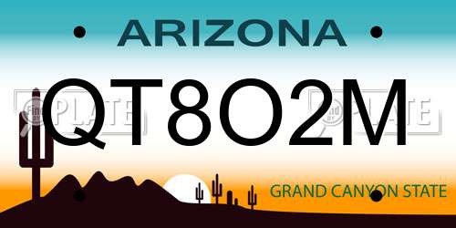 QT8O2M Arizona License Plate