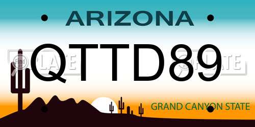 QTTD89 Arizona License Plate