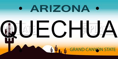 QUECHUA Arizona License Plate