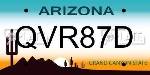 QVR87D Arizona License Plate
