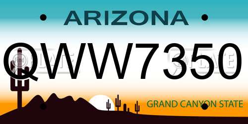 QWW7350 Arizona License Plate