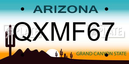 QXMF67 Arizona License Plate