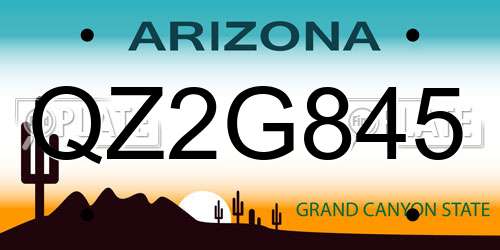 QZ2G845 Arizona License Plate
