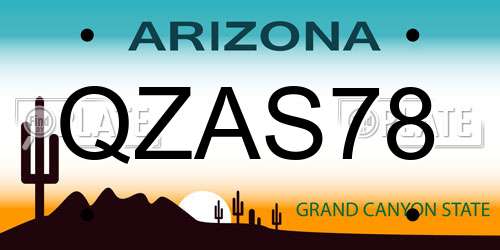 QZAS78 Arizona License Plate