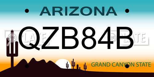 QZB84B Arizona License Plate