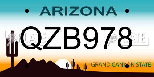 QZB978 Arizona License Plate