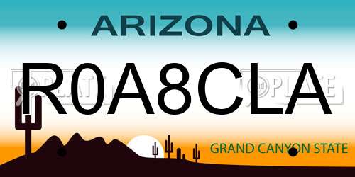 R0A8CLA Arizona License Plate