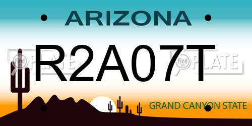 R2A07T Arizona License Plate