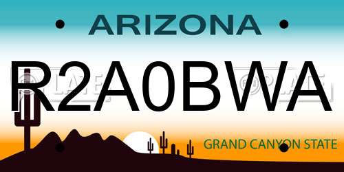 R2A0BWA Arizona License Plate