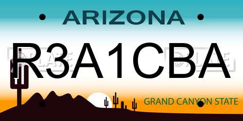 R3A1CBA Arizona License Plate