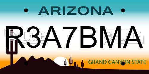 R3A7BMA Arizona License Plate