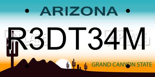 R3DT34M Arizona License Plate