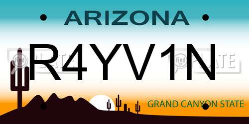 R4YV1N Arizona License Plate