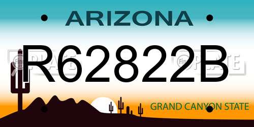 R62822B Arizona License Plate