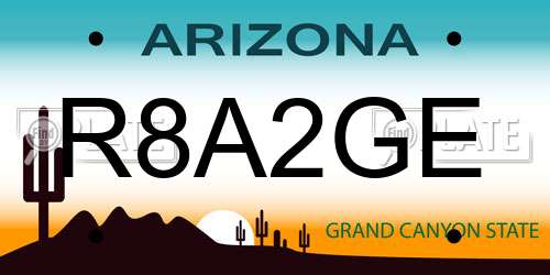 R8A2GE Arizona License Plate