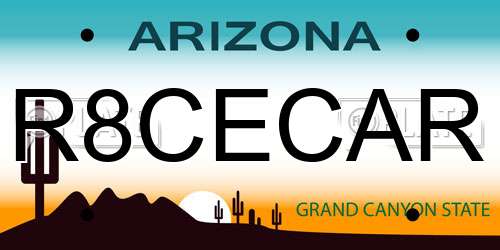 R8CECAR Arizona License Plate