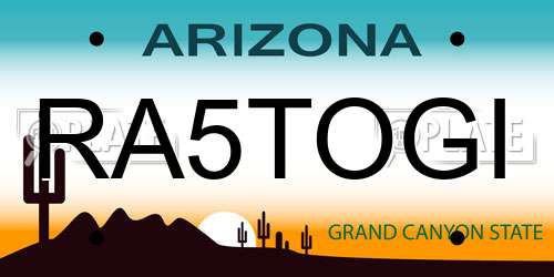RA5TOGI Arizona License Plate