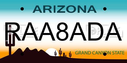 RAA8ADA Arizona License Plate
