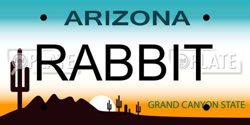 RABBIT Arizona License Plate