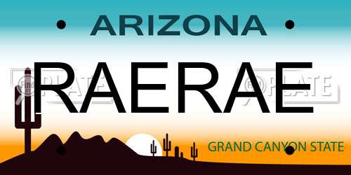 RAERAE Arizona License Plate