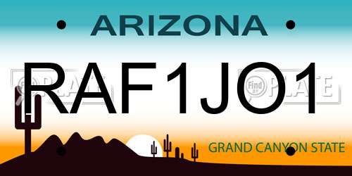 RAF1JO1 Arizona License Plate