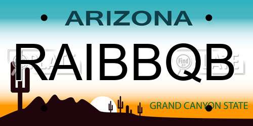 RAIBBQB Arizona License Plate