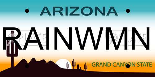 RAINWMN Arizona License Plate